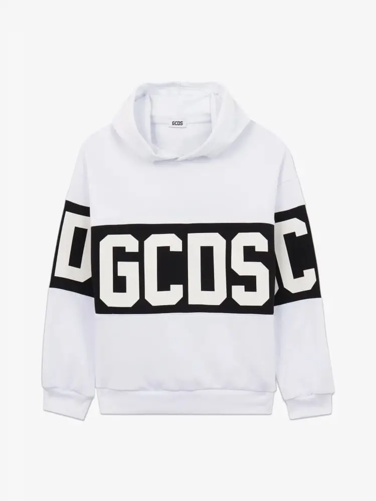 felpa bianca bambino maxi logo