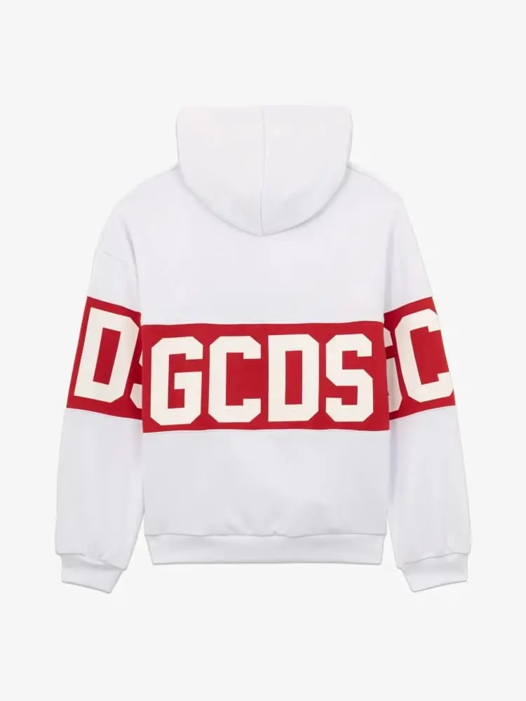 felpa bianca rossa bambino maxi logo miniatura 2