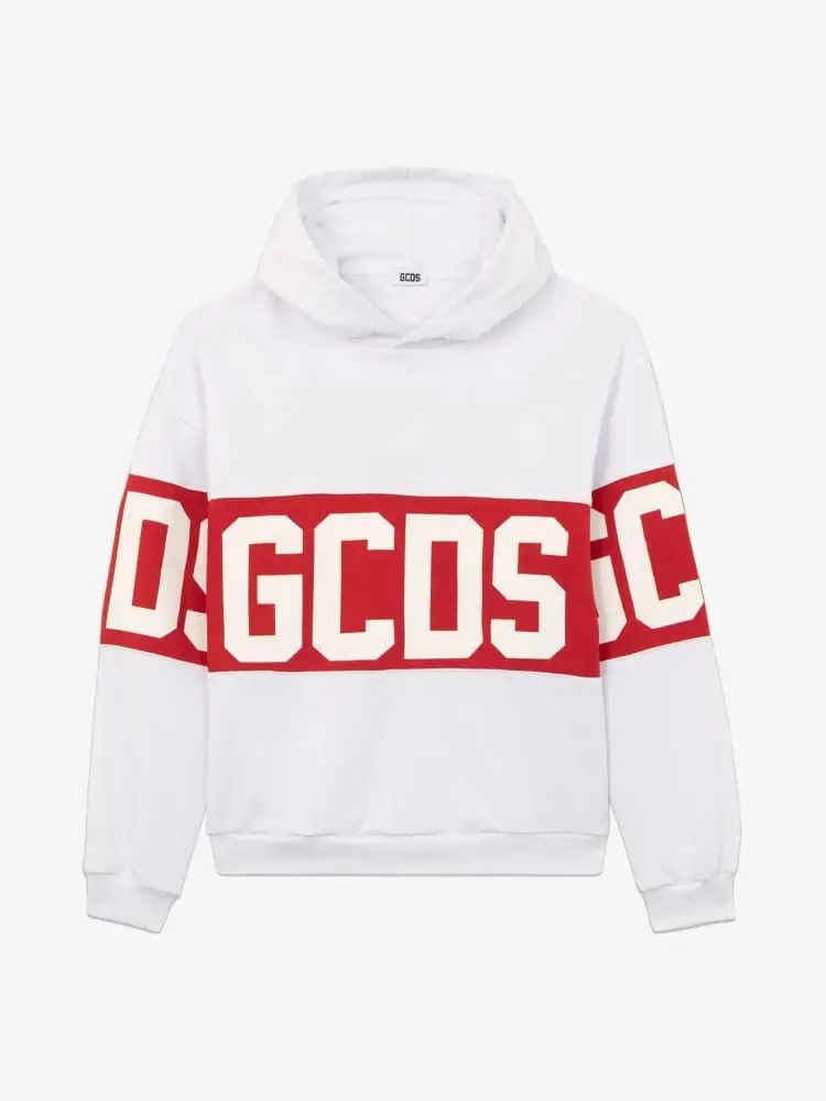 felpa bianca rossa bambino maxi logo