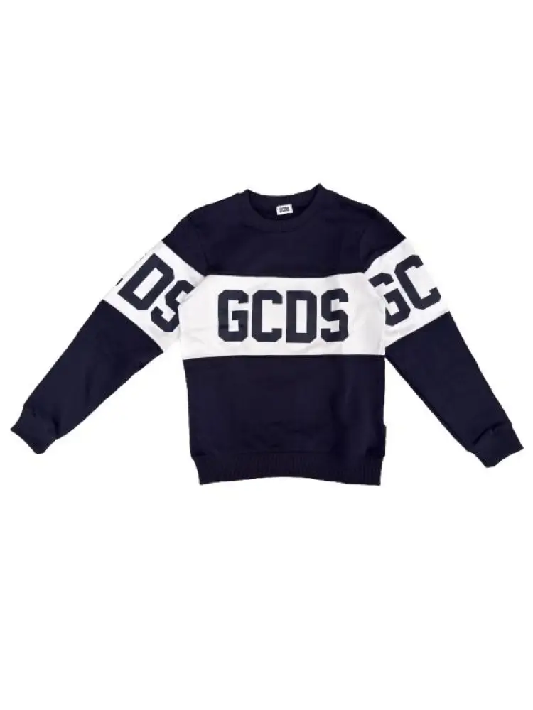 felpa blu navy bambino logo a contrasto