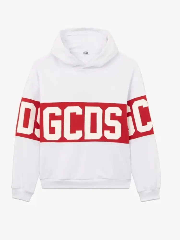 felpa con cappuccio bianca iconica con maxi logo lettering