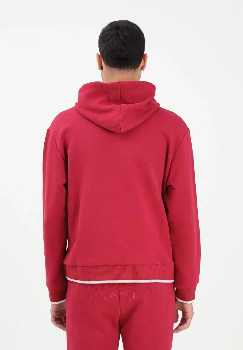 Felpa con cappuccio bordeaux per uomo e donna rifinita da logo impresso miniatura 3