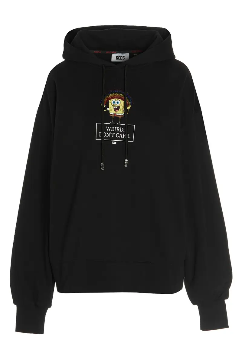 Felpa Con Cappuccio Capsule Spongebob Don t Care Nero