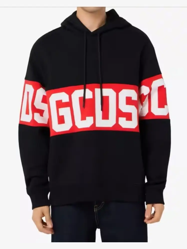 felpa con cappuccio nera iconica con maxi logo lettering