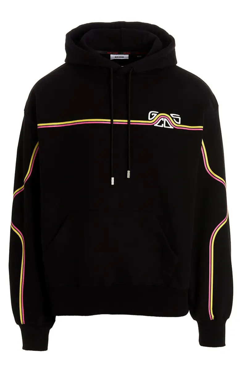 Felpa Con Cappuccio Waved Logo Nero