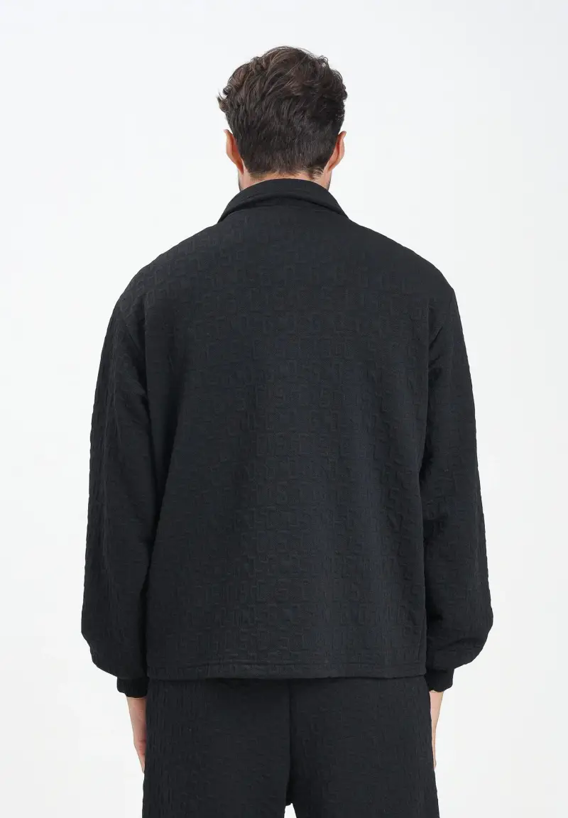 Felpa con zip nera per uomo e donna caratterizzata da lavorazione monogram miniatura 3