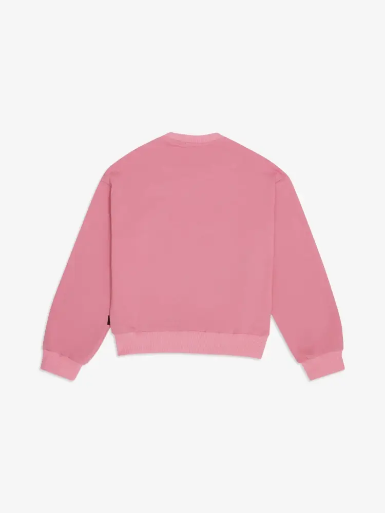 felpa fucsia bambina in cotone girocollo logo con glitter miniatura 2