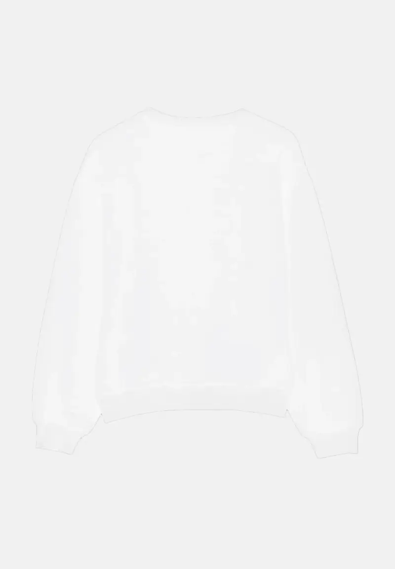 Felpa girocollo bianca da bambina con stampa TI AMO GCDS miniatura 2