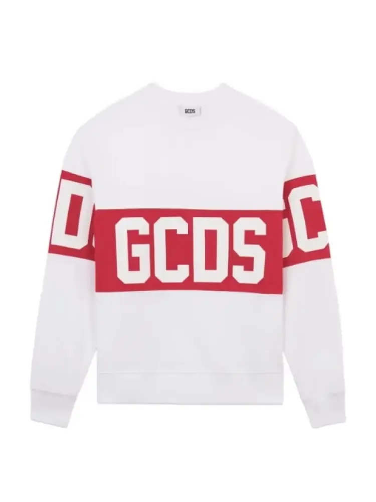 felpa girocollo bianca iconica con maxi logo lettering