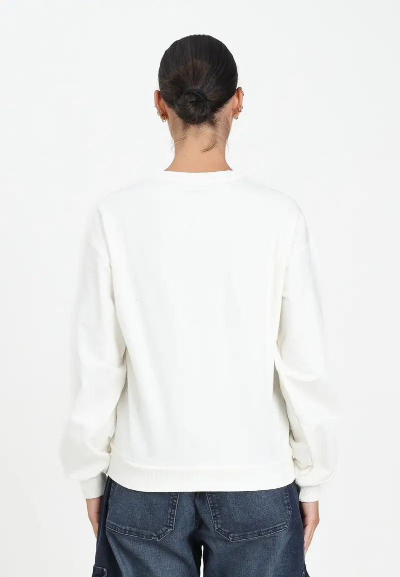 GCDS Felpa girocollo bianca per donna e ragazze con stampa in strass miniatura 3