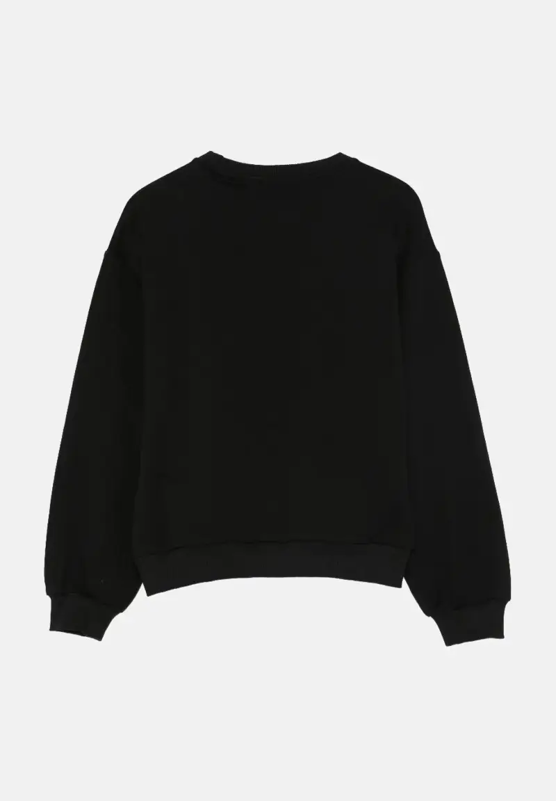 Felpa girocollo nera da bambina con stampa TI AMO GCDS miniatura 2