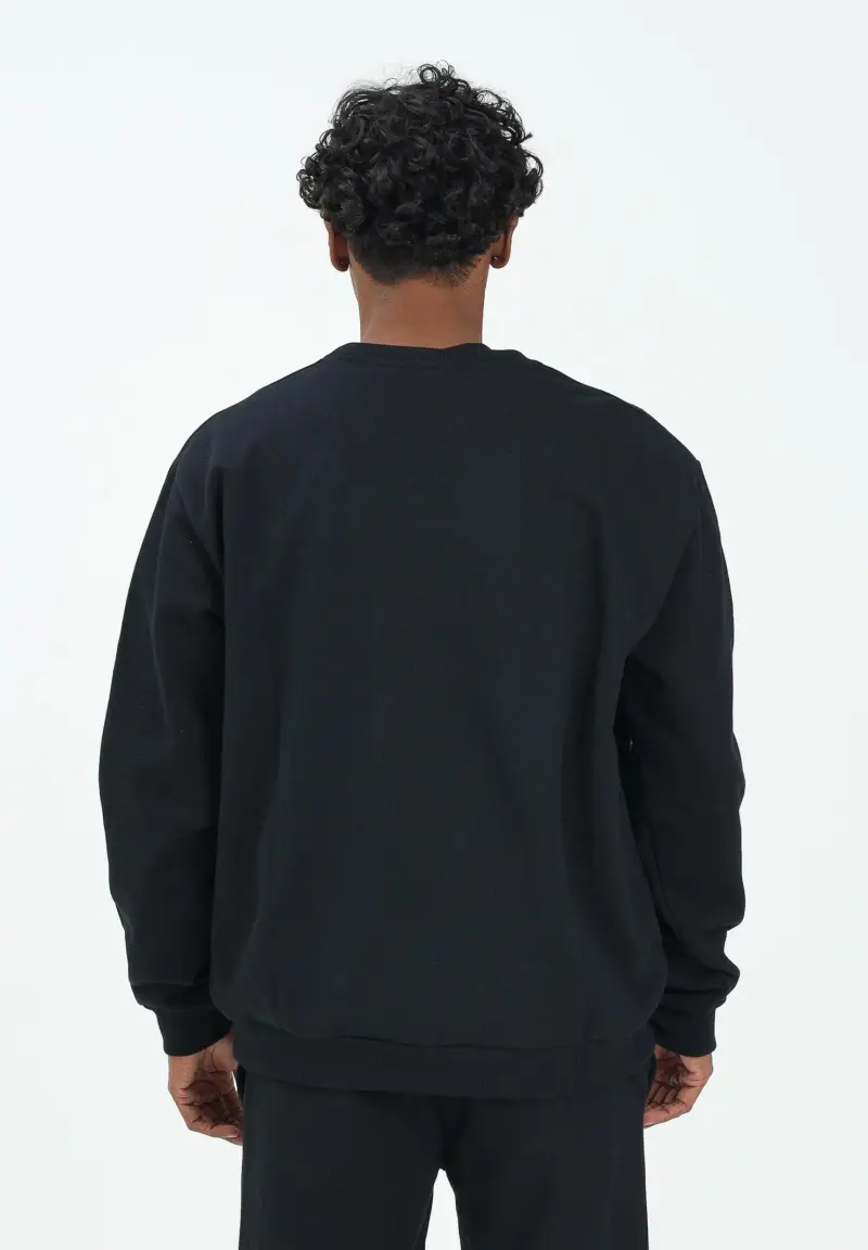 Felpa girocollo nera per uomo e donna con bande logate miniatura 3