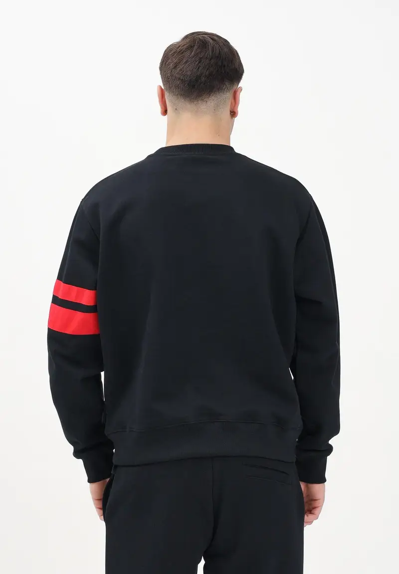 GCDS Felpa girocollo nera per uomo e donna con logo miniatura 2