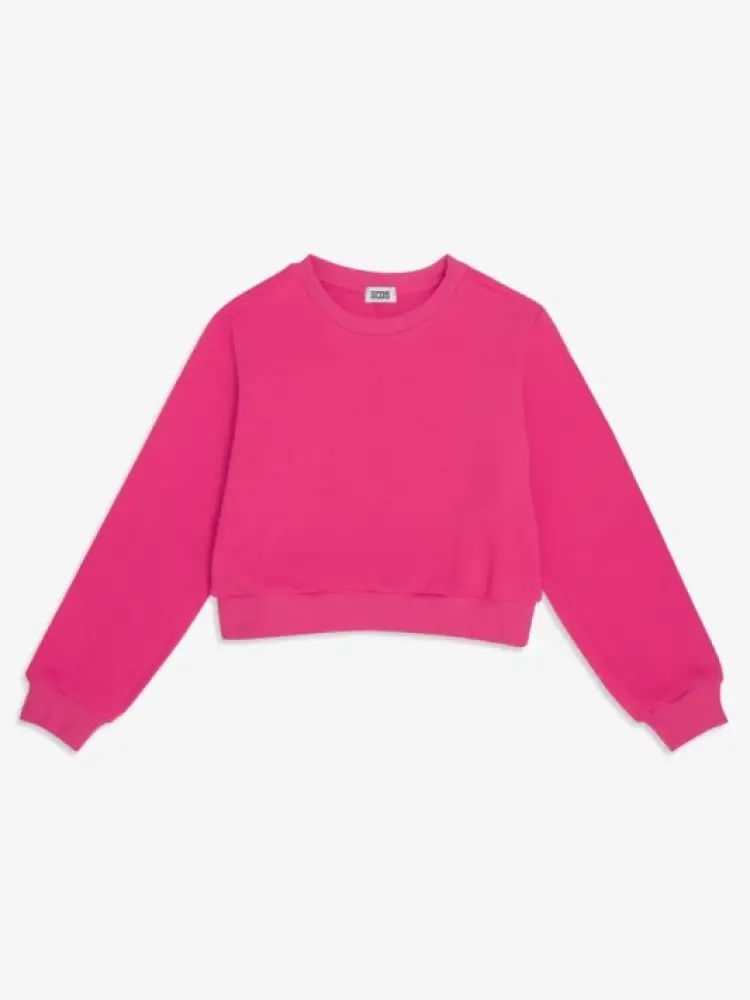felpa infant/kids in cotone fucsia con logo tape laterale