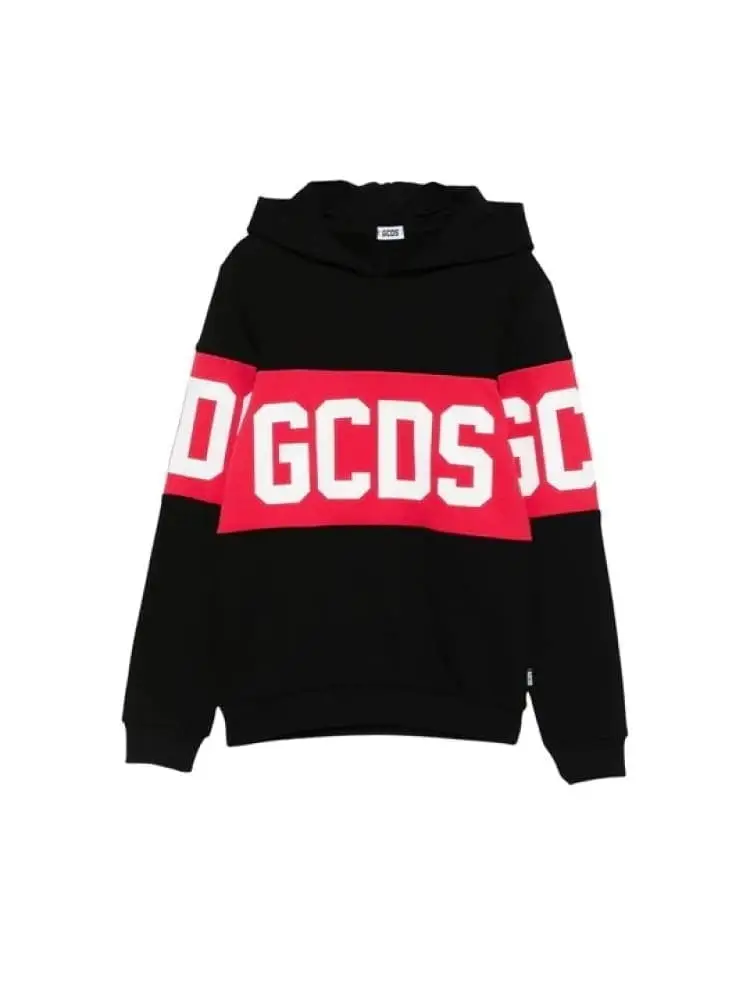 felpa nera bambina maxi logo