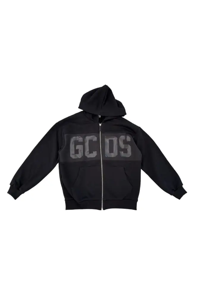 felpa nera bambino maxi logo