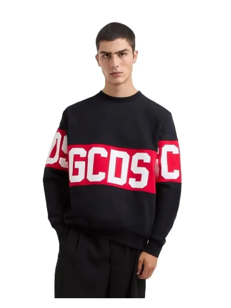 felpa nera uomo maxi logo