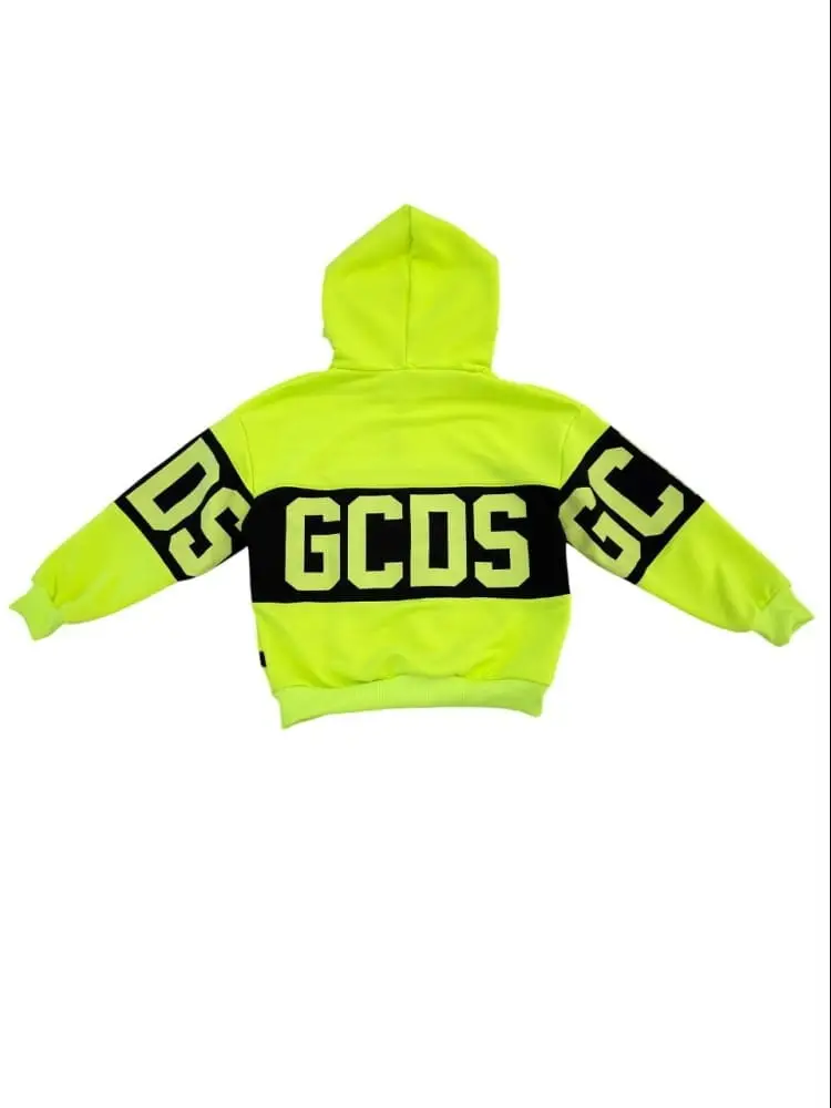 felpa verde lime bambino con maxi logo miniatura 2