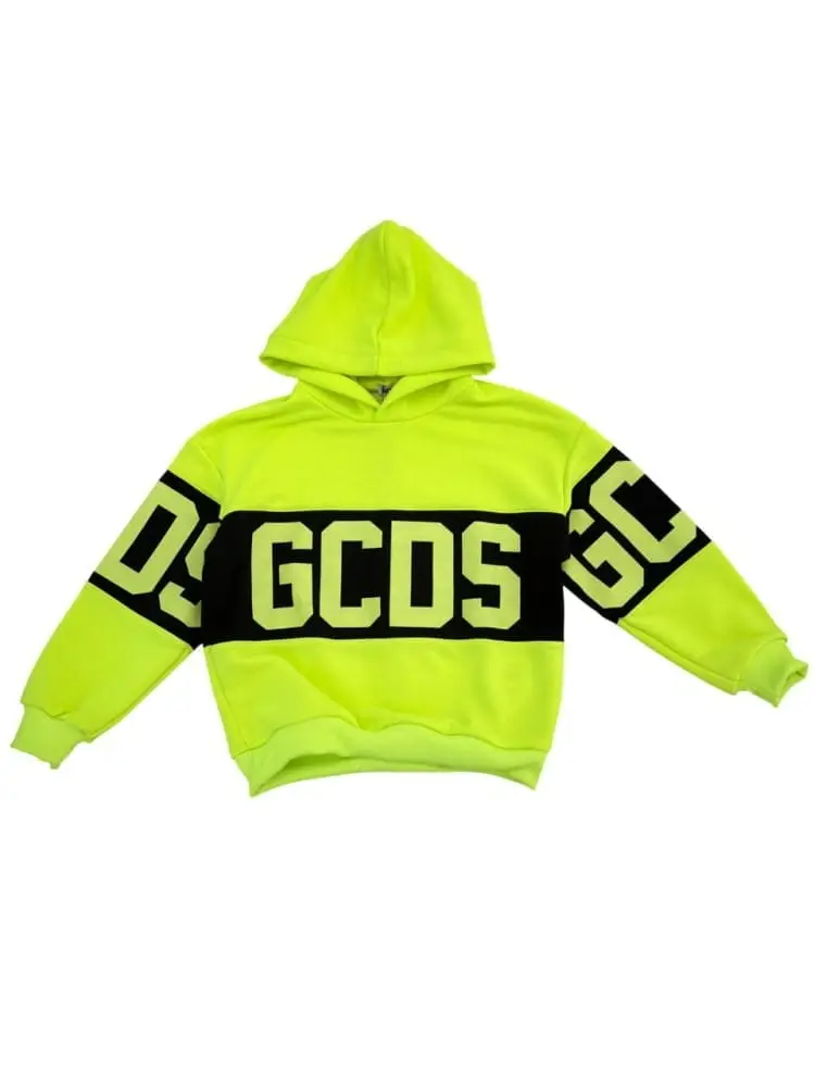 felpa verde lime bambino con maxi logo