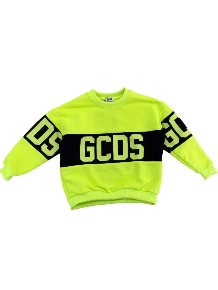 felpa verde lime bambino maxi logo