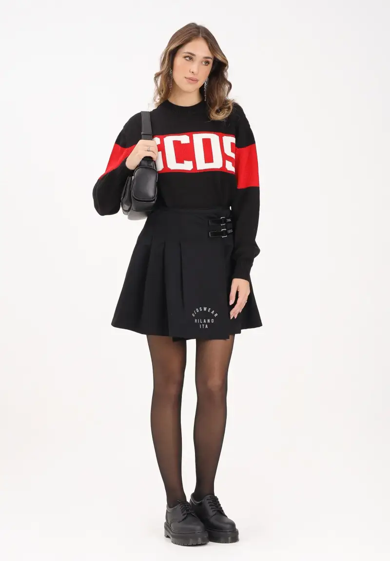 Gonna corta nera da donna dallo stile college miniatura 2