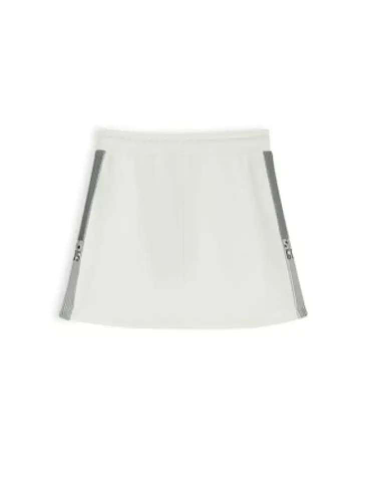 gonna junior in cotone bianco con banda logo laterale miniatura 2