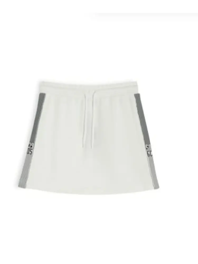 gonna junior in cotone bianco con banda logo laterale