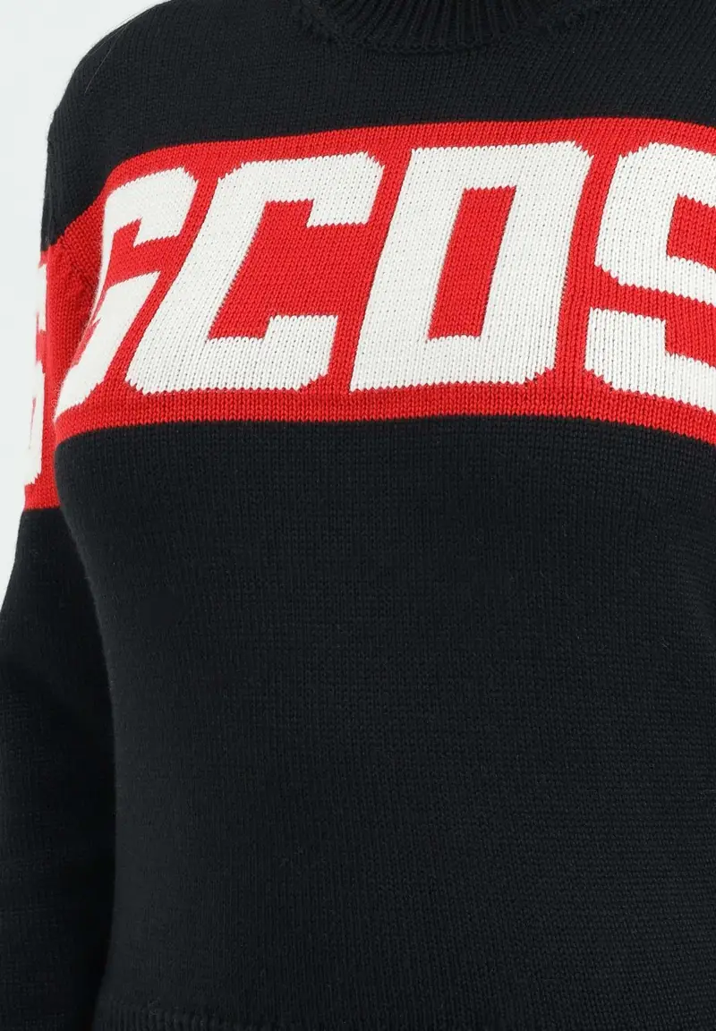 Maglioncino girocollo nero per donna, ragazzi e bambini con logo miniatura 3