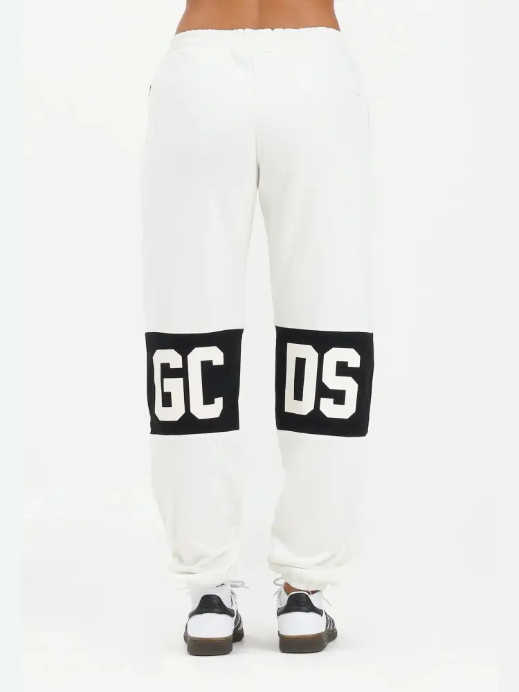 pantalone bianco bambina in cotone logo a contrasto miniatura 2