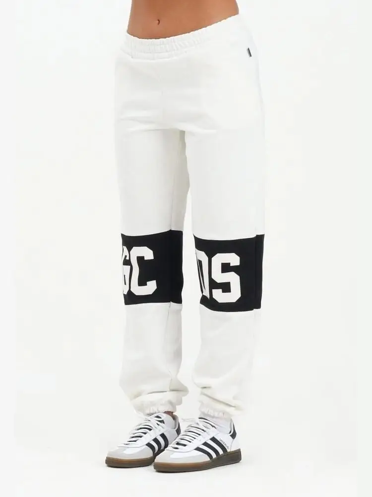 pantalone bianco bambina unisex maxi logo