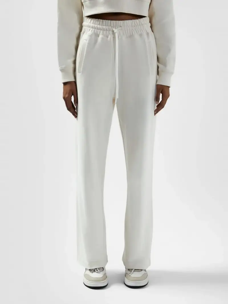 Gcds pantalone bianco donna tuta in cotone maxi logo sul retro