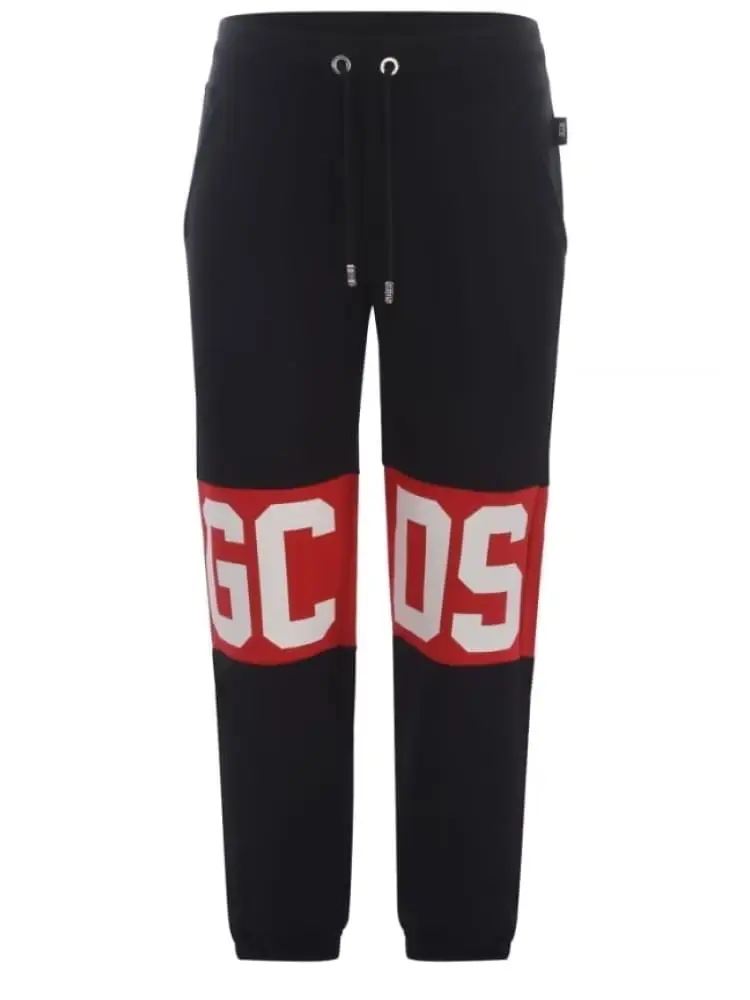 pantalone di tuta nero con polsini e maxi logo lettering