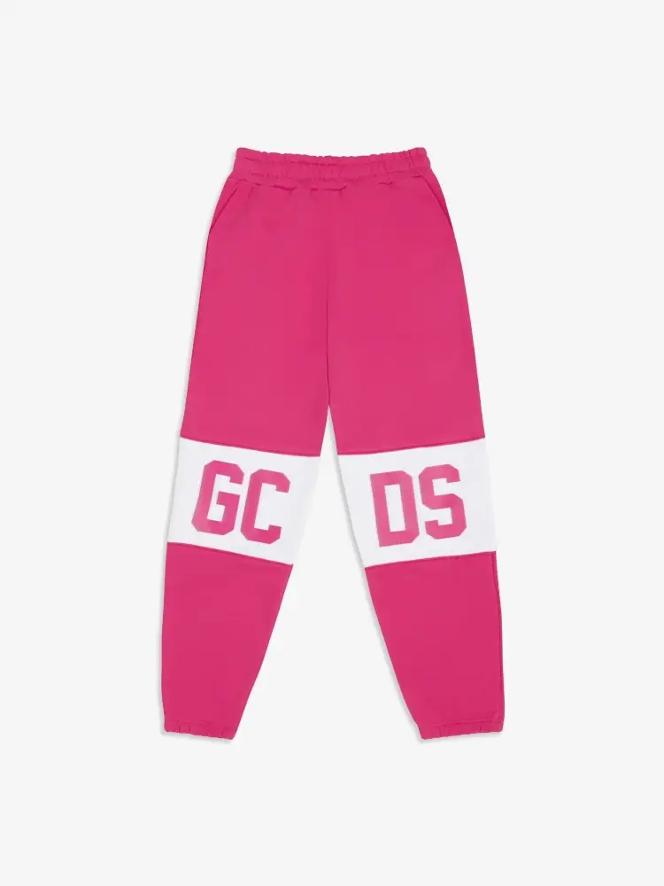 pantalone fucsia bambina tuta in cotone logo a contrasto miniatura 2