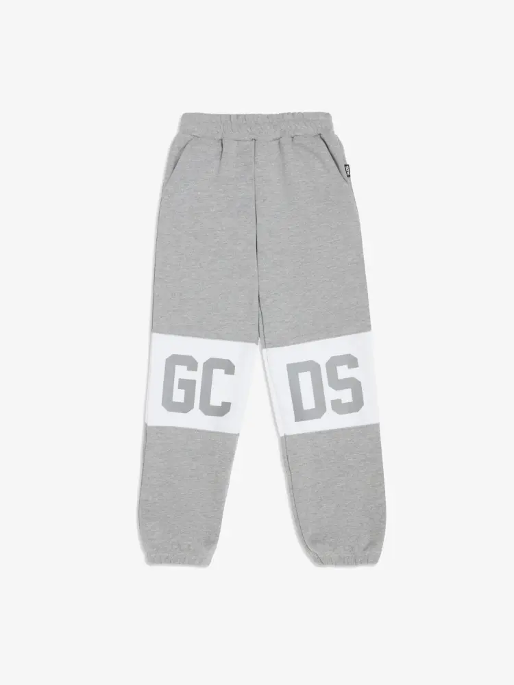 pantalone grigio bambino tuta in cotone logo a contrasto
