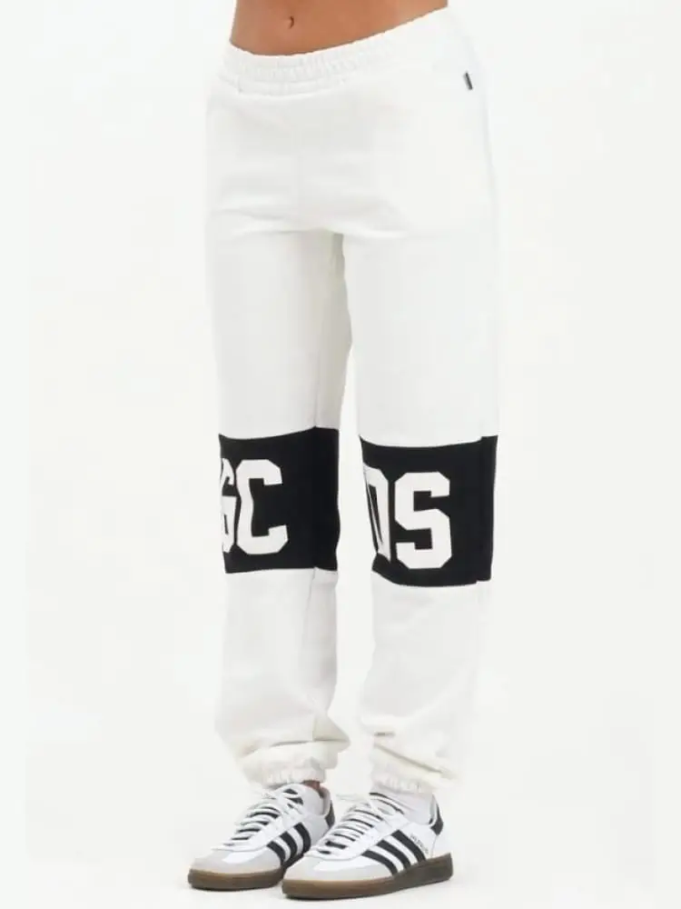 pantalone junior bianco con maxilogo iconico