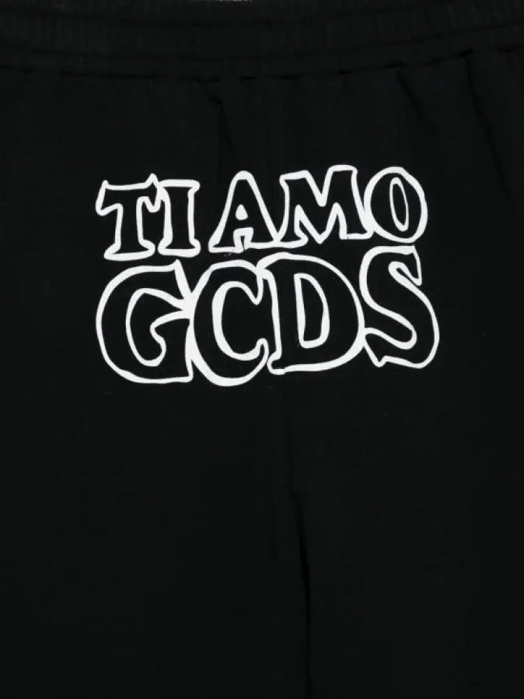 pantalone nero bambina tuta in cotone logo a contrasto miniatura 3