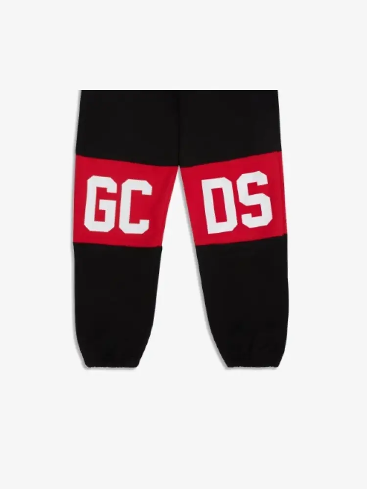 pantalone nero bambino tuta in cotone logo a contrasto miniatura 2