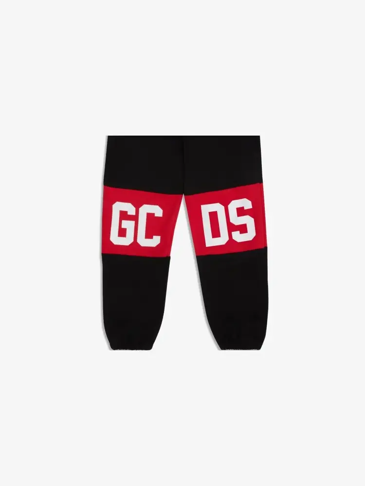 pantalone nero bambino tuta in cotone logo a contrasto