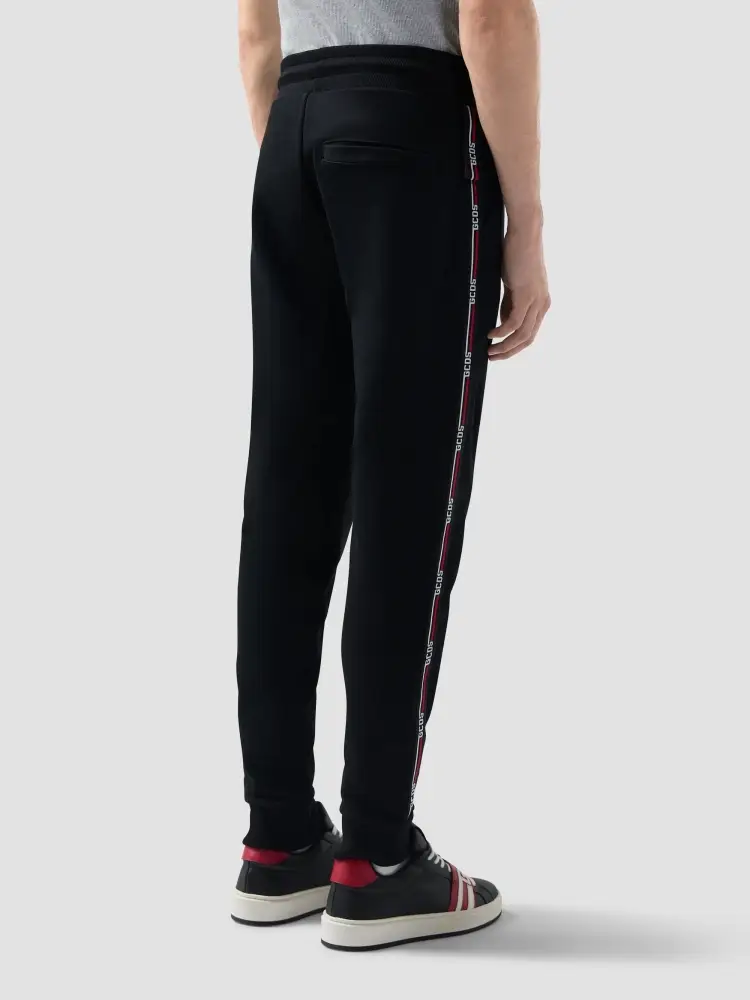 pantalone nero uomo unisex tuta in cotone bande laterali con logo miniatura 2