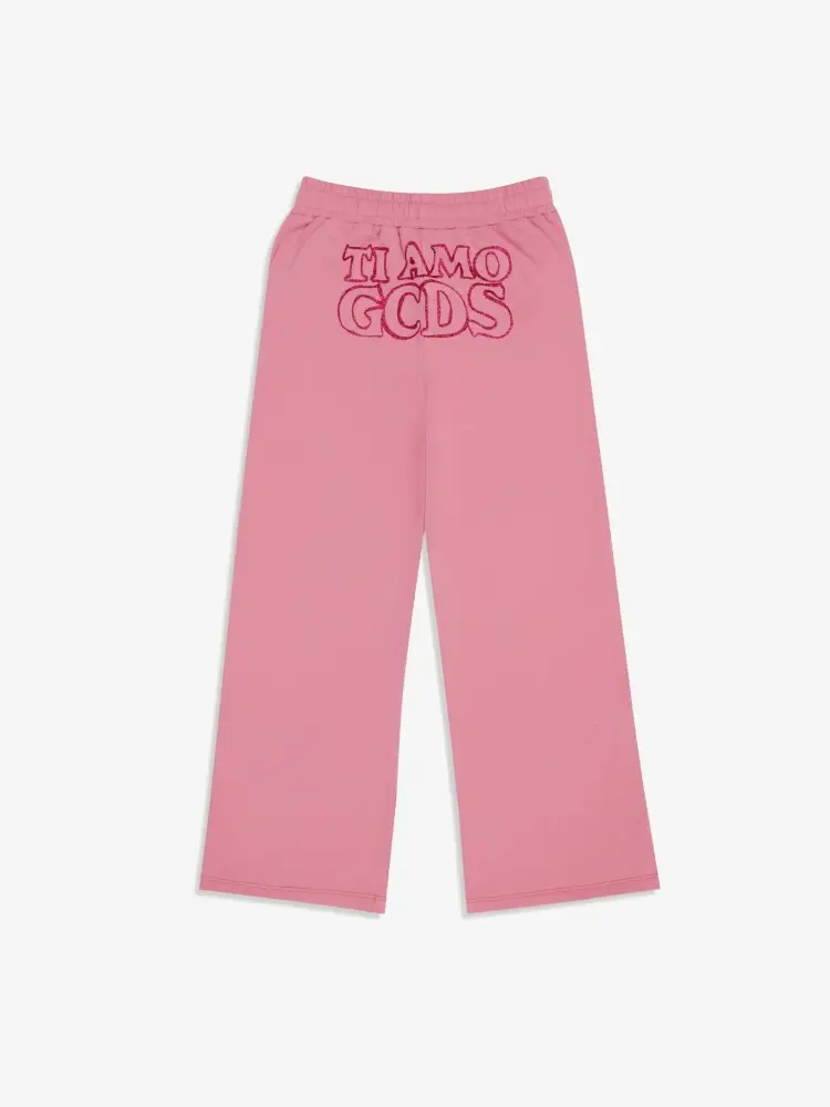 pantalone rosa bambina tuta in cotone logo sul retro miniatura 2
