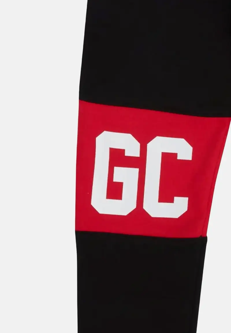 Pantalone sportivo nero per bambino e bambina con stampa logo miniatura 2