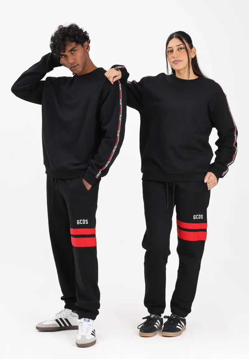 Pantalone sportivo nero per uomo e donna con dettagli a contrasto miniatura 2