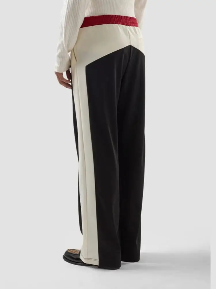 pantalone uomo color block nero rosso con logo miniatura 2