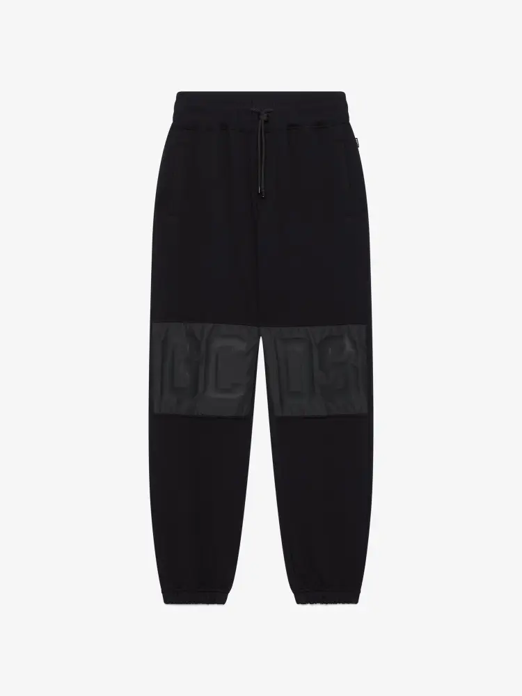 pantaloni tuta in cotone nero con band logo in nylon