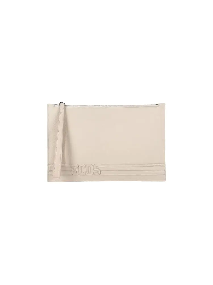 pochette donna in ecopelle panna con logo