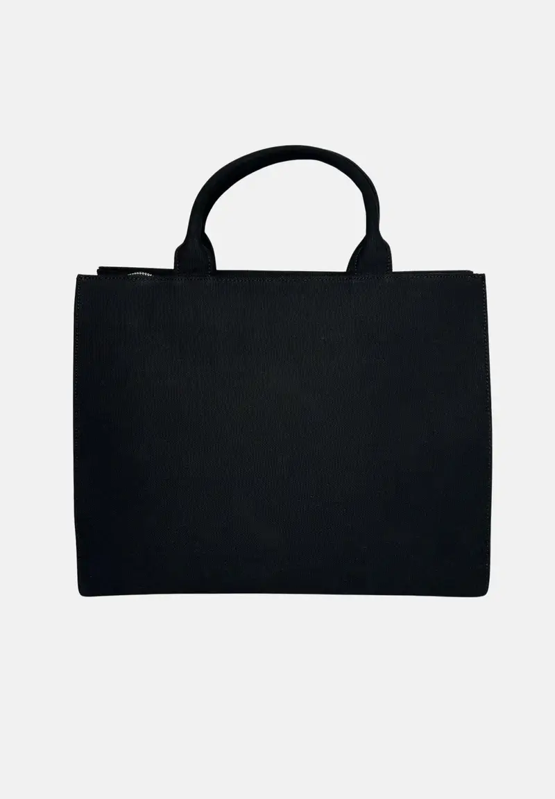 Shopper nera da donna con logo miniatura 2