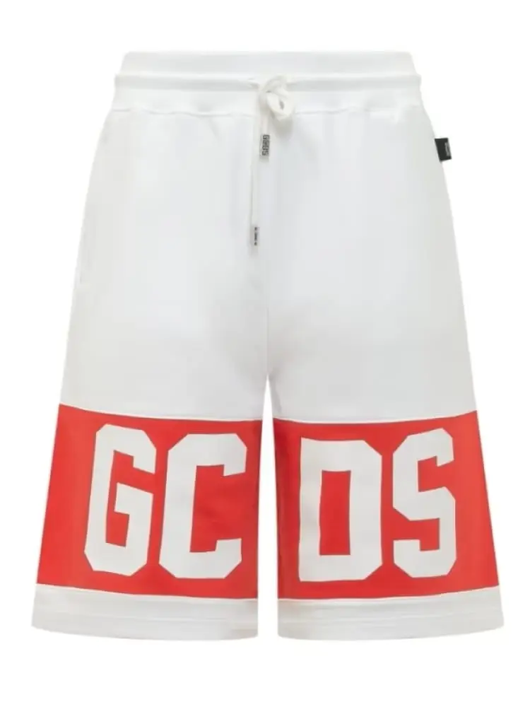 shorts bianco con maxi logo lettering