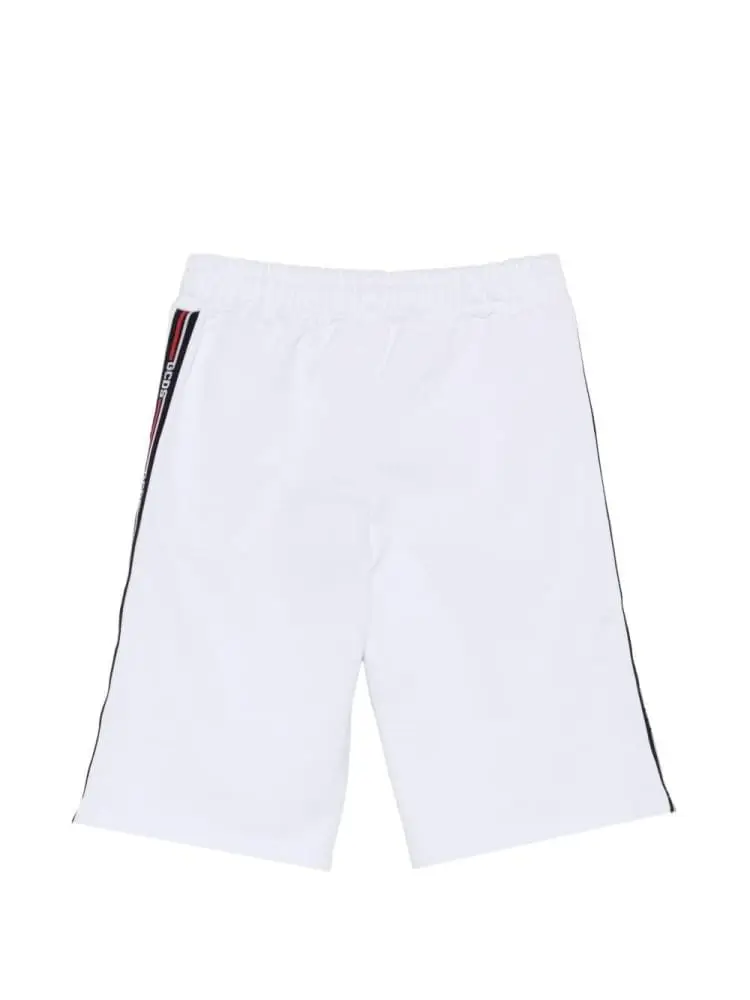 shorts junior in cotone bianco con banda logo miniatura 2
