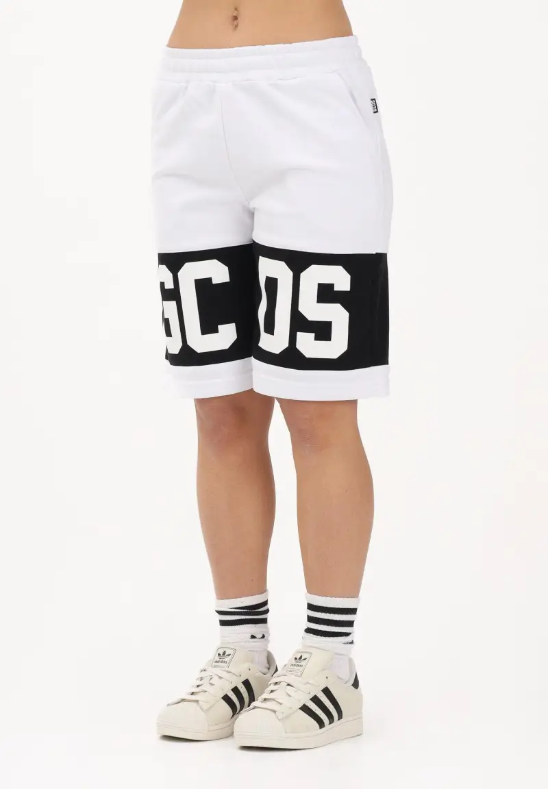Shorts sportivo bianco per donna, ragazzi e bambini con stampa logo