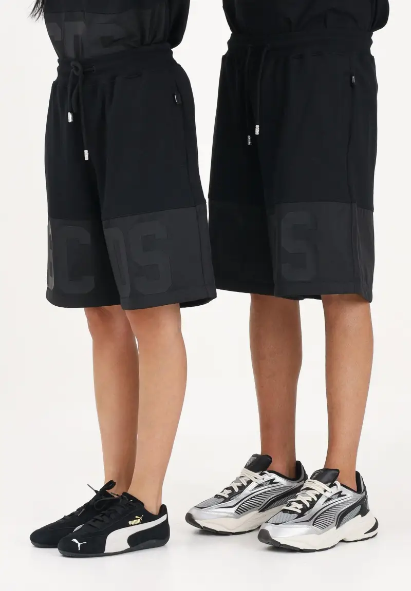 Shorts sportivo nero per uomo e donna con logo